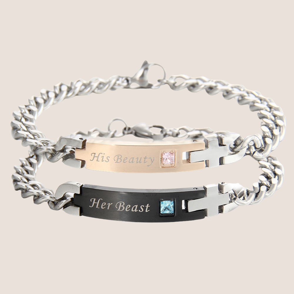 Elegantes Partner Armband mit glänzendem Stein – Ausdruck von Stärke und Anmut 