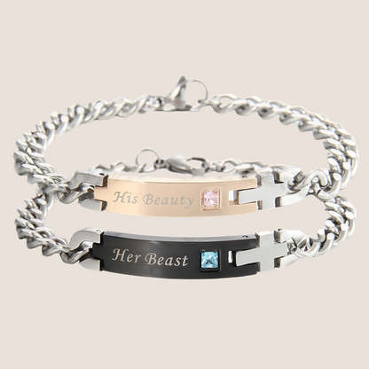 Elegantes Partner Armband mit glänzendem Stein – Ausdruck von Stärke und Anmut 