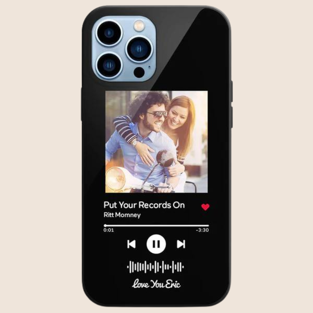 Schwarze Partner  Handyhülle - personalisierbar mit Lieblingsong und Text