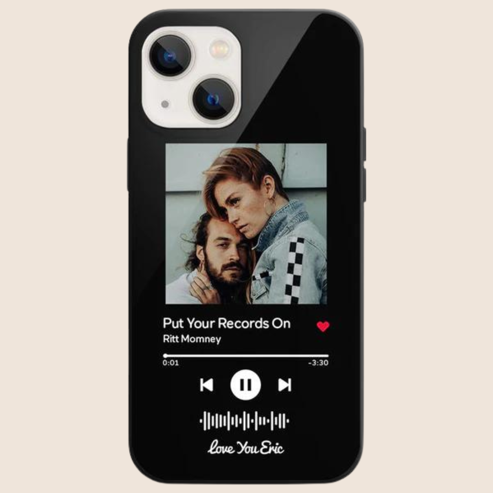 Schwarze Partner Handyhülle - personalisierbar mit eurem Lieblingsong und Text