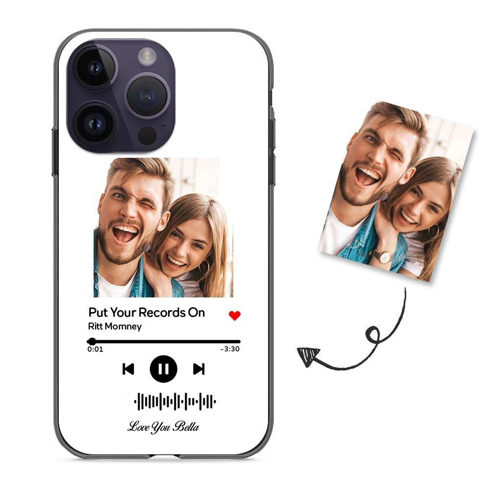 Weiße Handyhülle - personalisierbar mit eurem Lieblingsong und Text